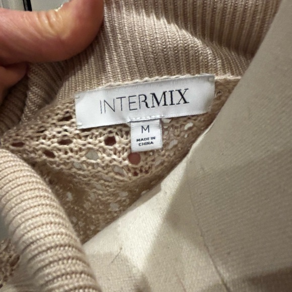 INTERMIX Beige V-Neck Knit Sweater - Picture 5 of 5